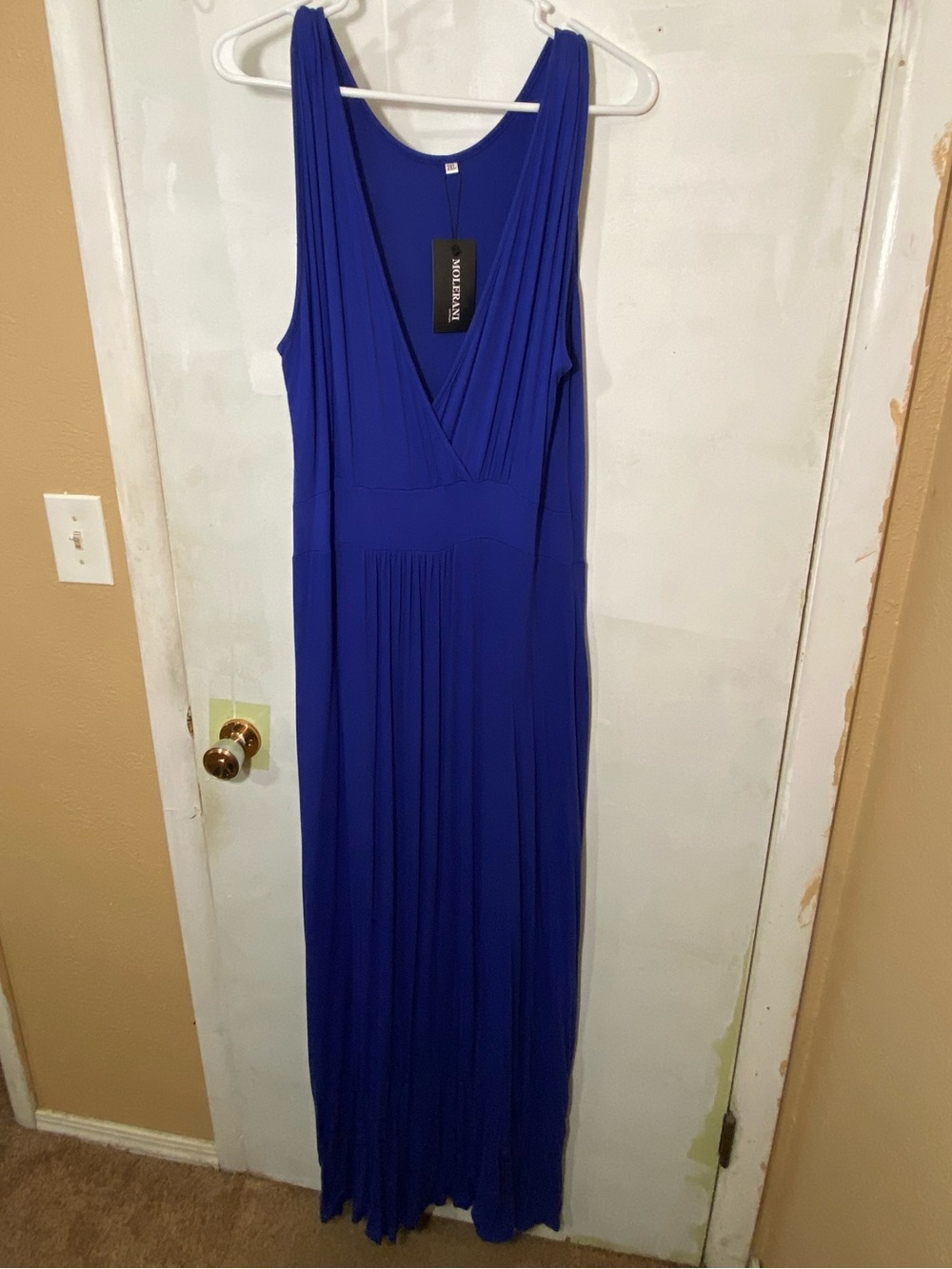 Sleeveless Cobalt Blue V-Neck Maxi Dress
